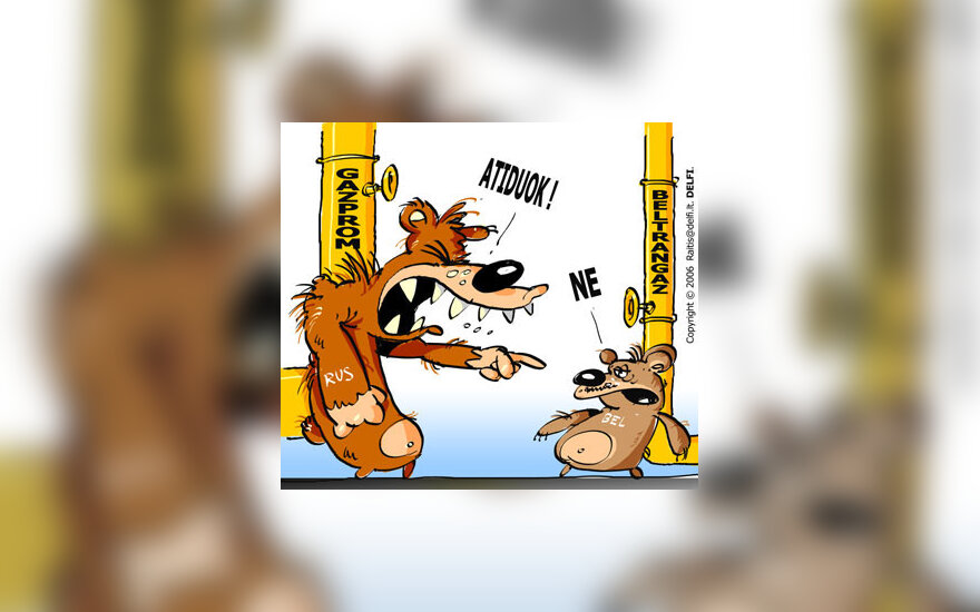 Rusijos ir Baltarusijos dujų konfliktas - karikatūra