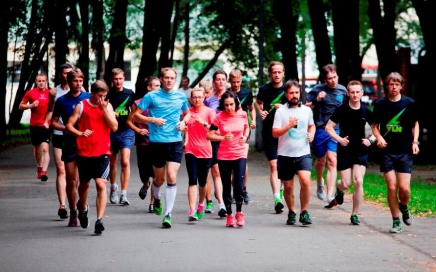 Maratono Vilniuje dalyvių treniruotė