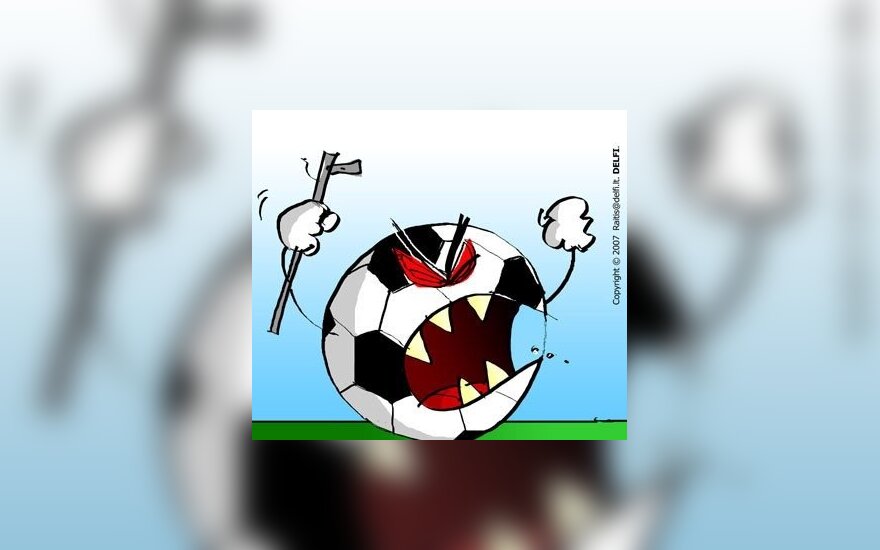 Futbolo chuliganai - karikatūra 