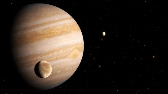 Į Jupiterio palydovą Ganimedą tėškėsi 150 skersmens kosminis kūnas. NASA nuotr.