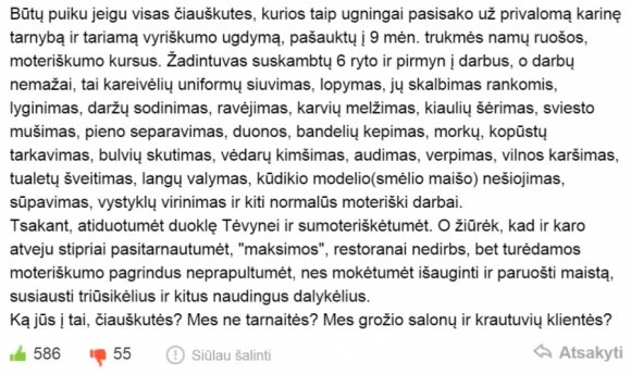 Tarnauti pašaukti vyrai pasiuto: o gal imam moteris į moteriškumo kursus?
