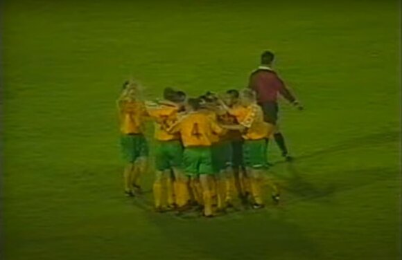Lithuanian national team after the goal into the Brazilian goal