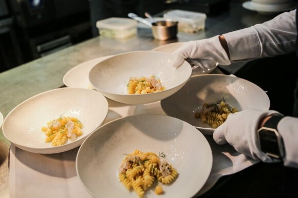 Tomás Rimydis, the chef of Lithuanian historical cuisine, prepares dishes of Lithuanian historical cuisine