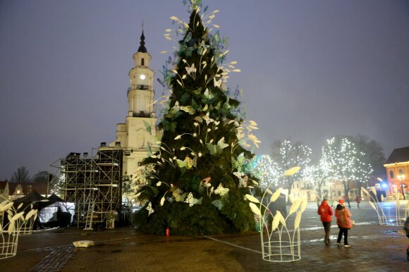 Kauno Rotušės aikštė prieš Kalėdų eglės įžiebimą