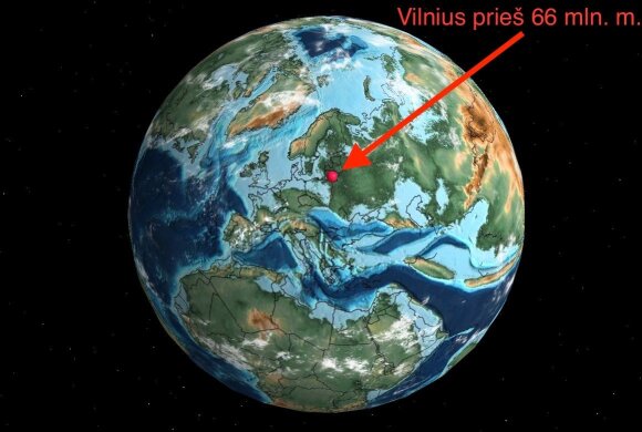 This is where Vilnius was millions of years ago - the map shows where his hometown used to be