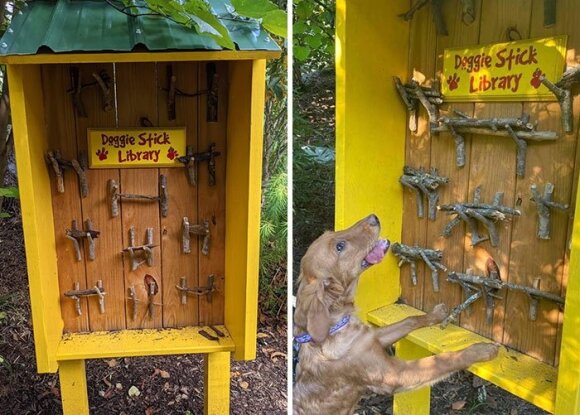 Šunų biblioteka, kurioje jie gali „perskaityti“ įvairių pagaliukų kvapus.
