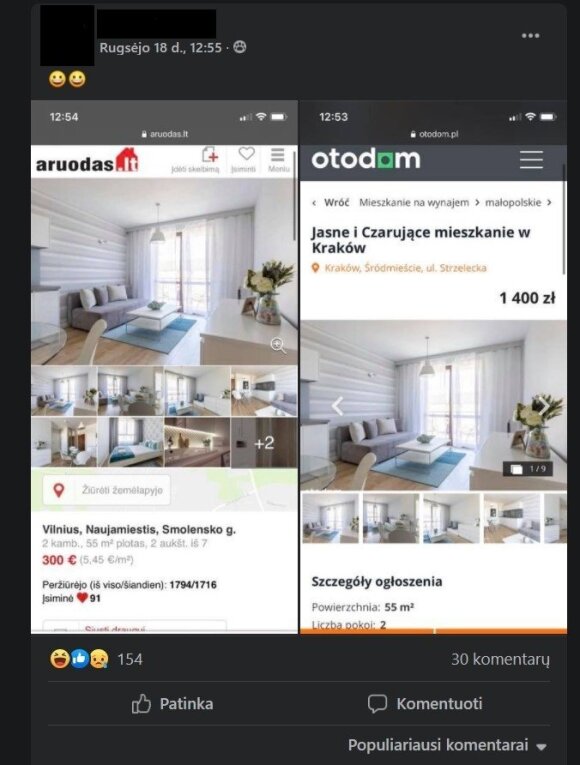 One of the most recent reports of possible fraud.  The same photos of the apartment can be used for properties in both Poland and Lithuania. 