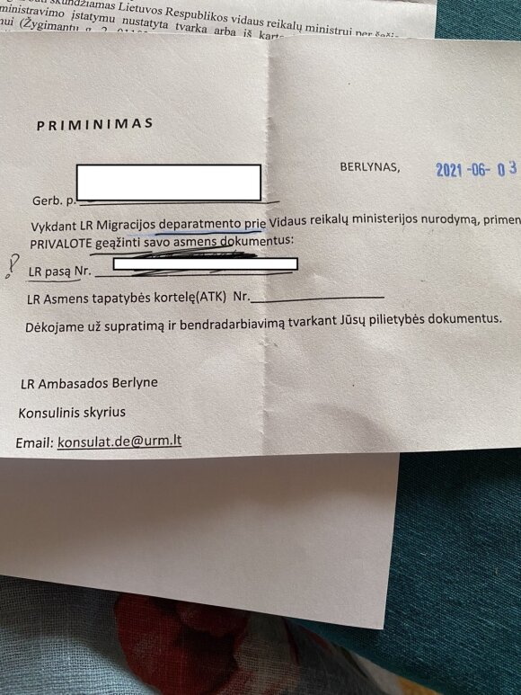 In the letter received from the Lithuanian Embassy - a painful blow: disappointed both by grammatical errors and by reported news