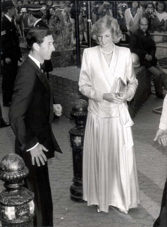 1984 metų birželį, likus trims mėnesiams iki princo Harry gimimo, per filmo „Indiana Jones and the Temple of Doom“ („Indiana Džonsas ir Lemties šventykla“) premjerą princesė Diana buvo apsivilkusi melsvą „Catherine Walker“ suknią.  