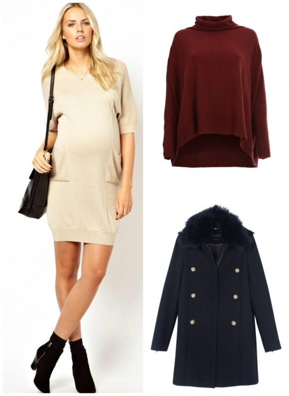 Suknelė "Asos", megztinis "Aprangos galerija", paltas "Massimo Dutti"