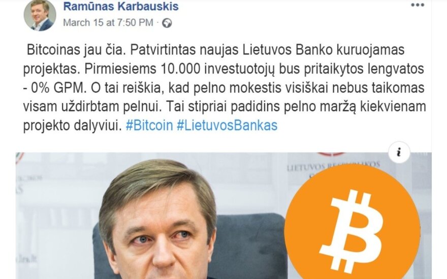 Sukčiai Karbauskio vardu kviečia kasti bitkoinus ir susižerti tūkstančius eurų