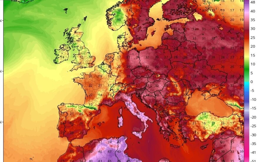 Europą svilina karščio banga. tropicaltidbits.com iliustr.