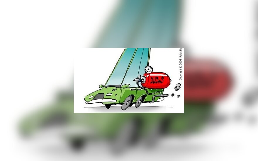 Automobilis su dujine įranga, mašina - karikatūra