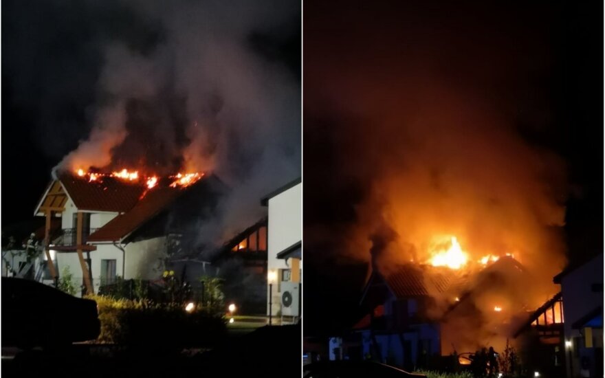 A house caught fire in the Panevėžys district