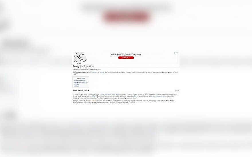 Interneto enciklopedijoje R.Šimašius – jau ministras