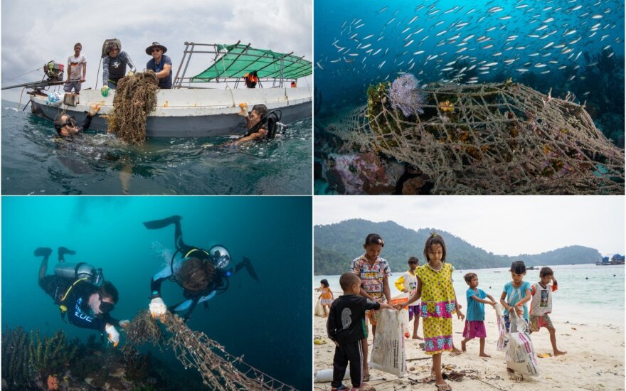 Mianmare iš jūros traukiami paskendę žvejų tinklai (nuotr. Magnus Larsson)
